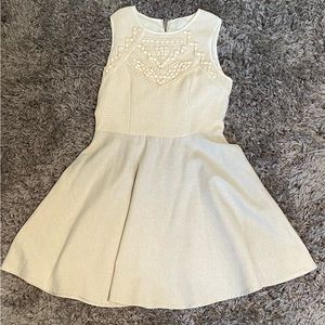 Greylin Anthropologie Women Ivory Casual Embroidery Dress M